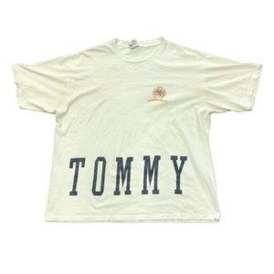 Vintage Pre-Owned Tommy Hilfiger Crest Large Spellout White T-Shirt - Size XL